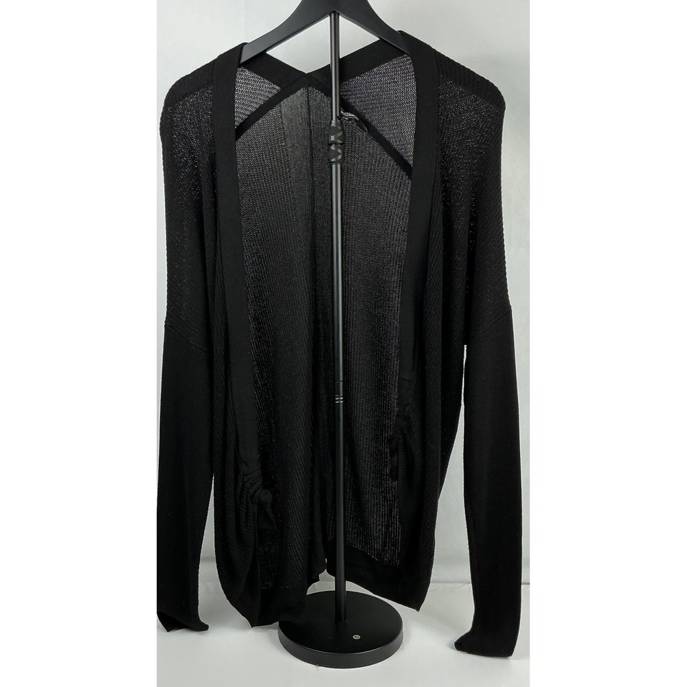 Simply Vera Vera‎ Wang Black Knit Cardigan Open Front Tie Detail Womens SZ MED